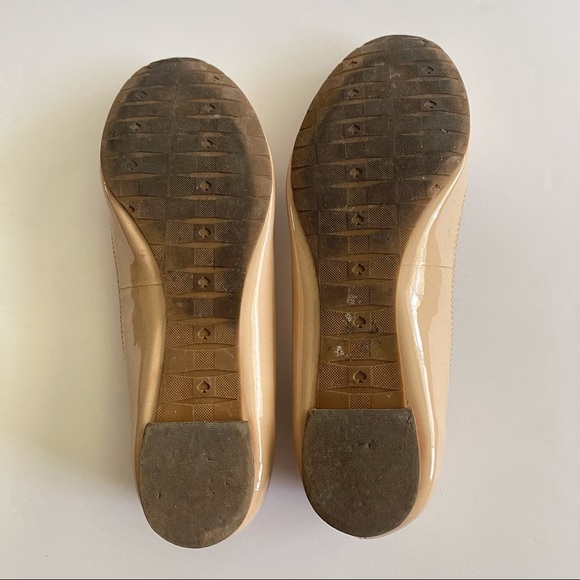 Kate Spade Patent Leather Nude Bow Ballet Flats 7 - Picture 9 of 12